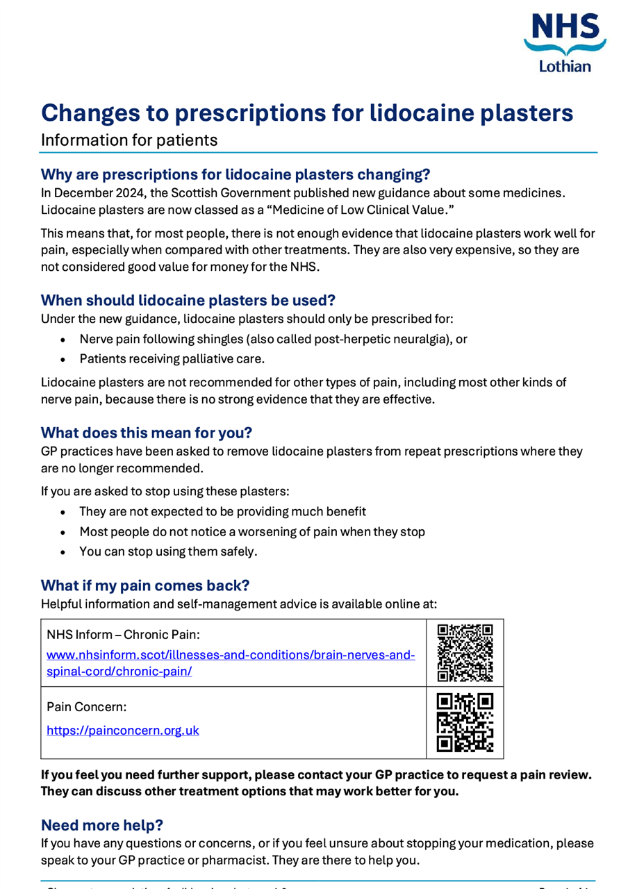 Lidocaine Plasters